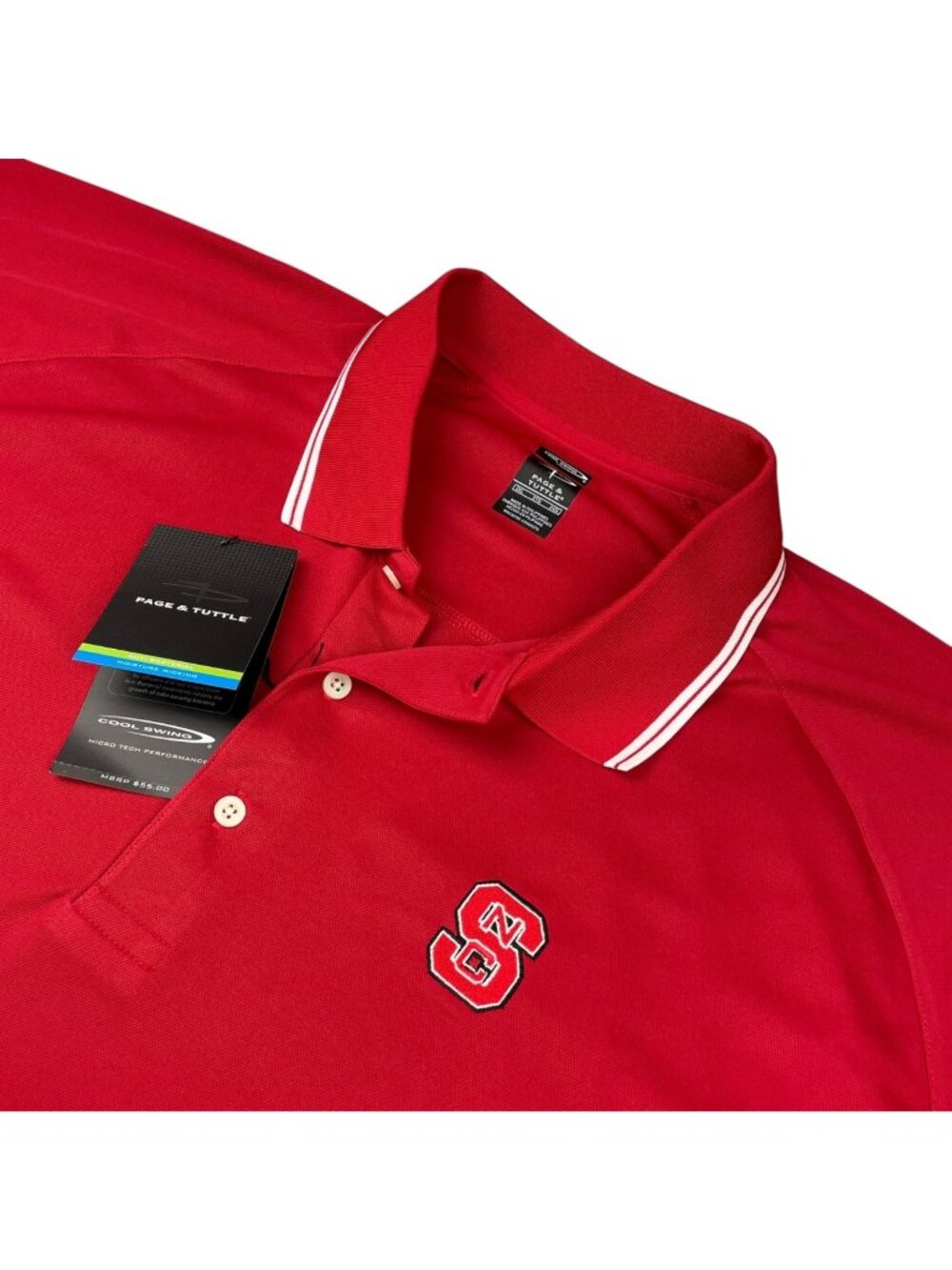 NEW NC State Wolfpack x Page & Tuttle Men's Performance S/S Polo Shirt Red • 2XL